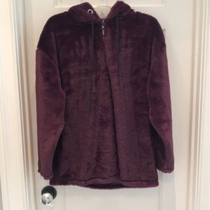 Pink fuzzy hooded pullover